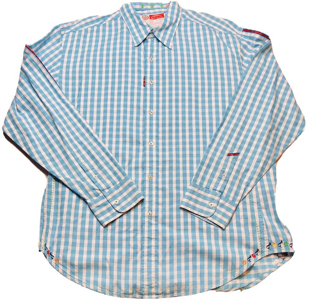 Robert Graham Freshly Laundered Shirt 100 Luxury cotton Size 2XL Blue