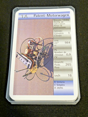 1x Vintage Patent-Motorwagen -QUARTET-Karten Spiel (Sammlung)