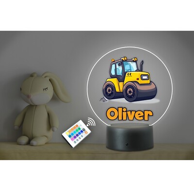 Personalisierte Kinder Name Dampfwalze LED Neon Nachtlicht Kinderzimmer Schlafzimmer + Fernbedienung