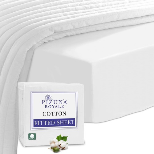 100 Luxury Cotton Queen Fitted Sheet White, 1000 Thread Count Long