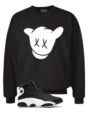 Gildan Shirt Mens Large Black Long Sleeve White Kaws Hand Logo Graphic Tee