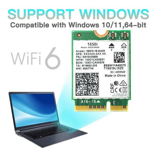 1650i AX201NGW WiFi Card 3000Mbps WIFI6 2.4G/5G Dual-Band Cnvio2 Bluetooth7977 - Photo 6/6
