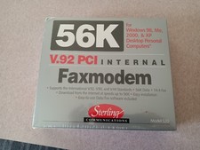 New Internal Fax Modem V.92 PCI Sterling Communications, 56K Model S20 New