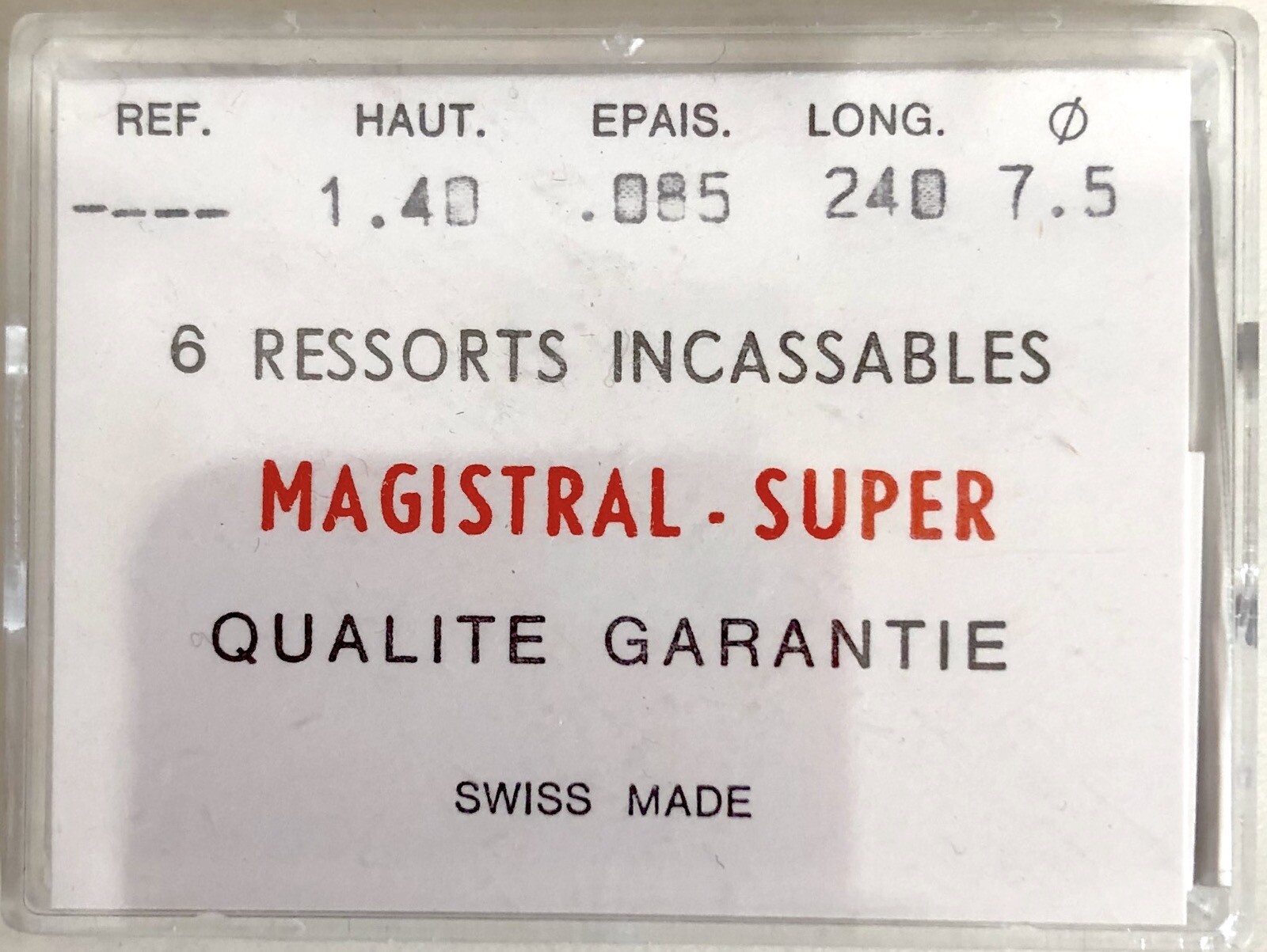 1X Mainspring 1.40x0.085mm Ø7.5 Watch Spring 240/140 H24 Replacement