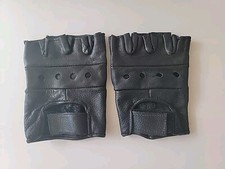 LEATHER FINGERLESS Men  s DRIVING MOTORCYCLE BIKER GLOVES Size XS