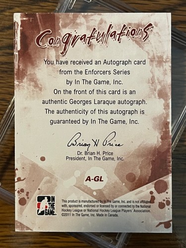 2011/2012 - In The Game - Enforcers - Autographed Cards - Picture 63 of 165