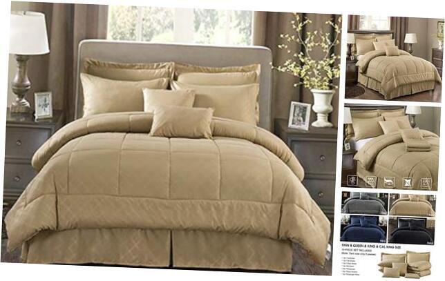 Comforter Set 10 Piece 430GSM Comforter Bedding Set with Sheet Set Queen Taupe-image