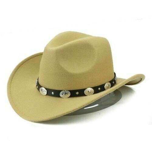 Western Cowboyhut Herren britischer Stil Metallgürtel Fedora Herbst Winter Wollfilz - Bild 18 von 20
