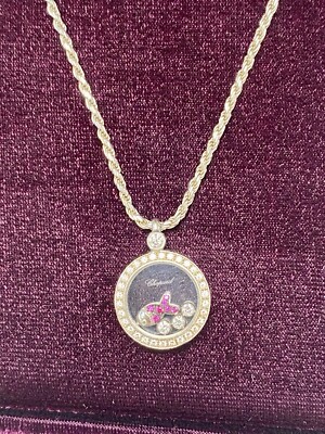 Chopard 18kt White Gold Happy Diamonds/Fish- Diamond Bezel