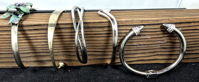Lot of 5 Silver Tone Cuff Bracelets