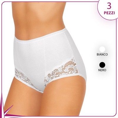 Damen Slip Höschen Jadea 06 High Waist Baumwolle Stretch 3 Stück