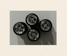 Chrome Colored 11x27.5mm 4 Spoke Rims W Rubber Tires 164 Scale Die-cast 2 Sets Chrome Colored 11x27.5mm 4 Spoke Rims W Rubber Tires 164 Scale Die-cast 2 Sets