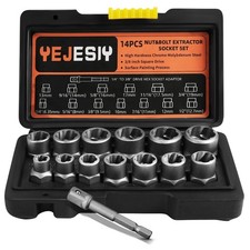Yejesiy 14PCS Bolt Extractor Kit 3/8 Inch Adapter for Rusted Rounded Damaged