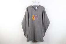 Vintage 90s Disney Womens XL Distressed Winnie the Pooh V-Neck Sweatshirt Gray