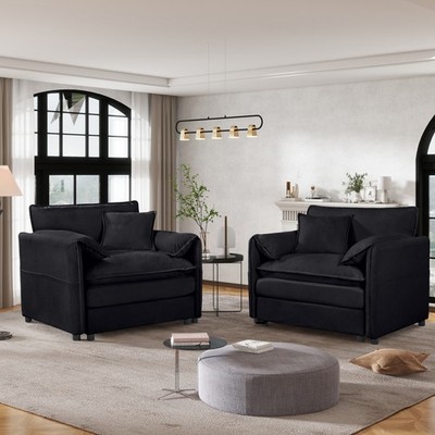 (Old:W3163S00009) Oversized Chenille Oversized Accent Chair Set of 2, Comfy Sing