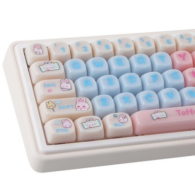 Cherry Blossom MOA Keycaps-Pink Sakura,129 Keys Cute PBT Custom Keycaps 100 P...