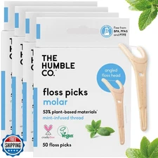The Humble Co. Floss Picks (200 Count) – Plant Based Dental Floss Picks with 