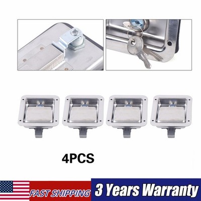 4X Trailer Paddle Door Latch Handle RV Truck Tool Box Lock Steel Key 5.5''*4.25''
