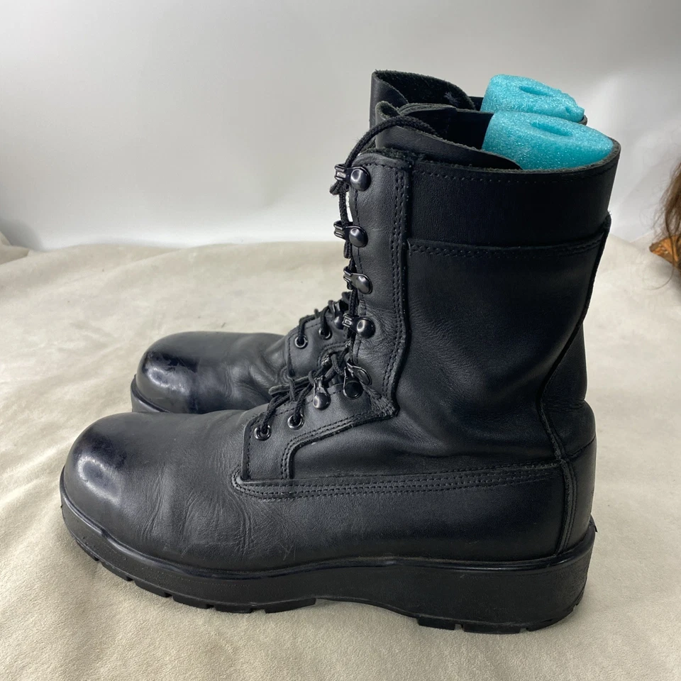 Botas Flight Deck Masculinas Tamanho 11.5 Largas Preto Vibram Biqueira de Segurança EUA Couro - Imagem 4 de 4