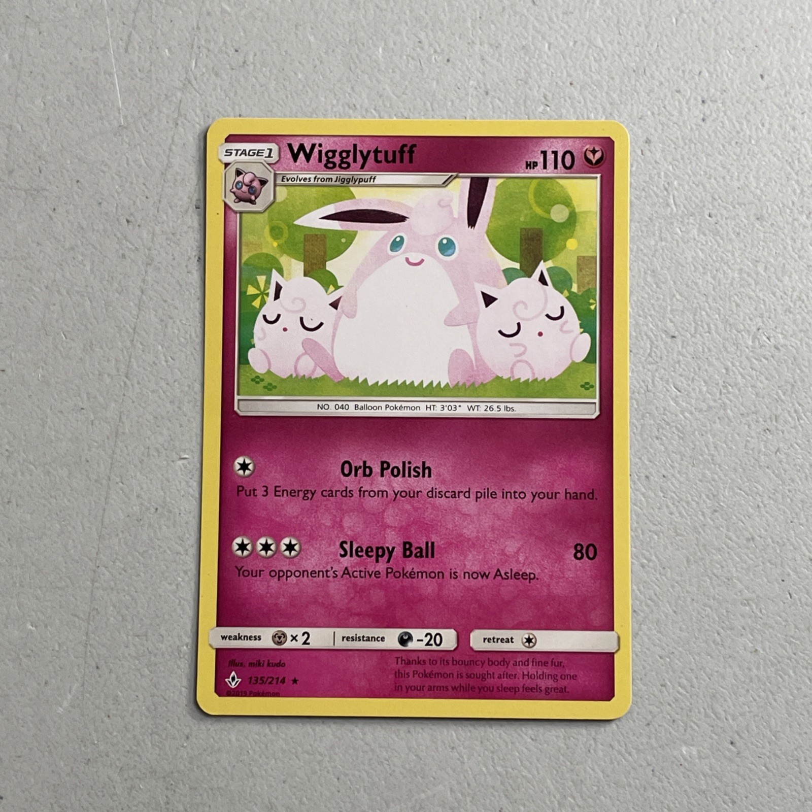 Pokemon TCG 2019 Sun & Moon Unbroken Bonds Card -- Wigglytuff 135/214