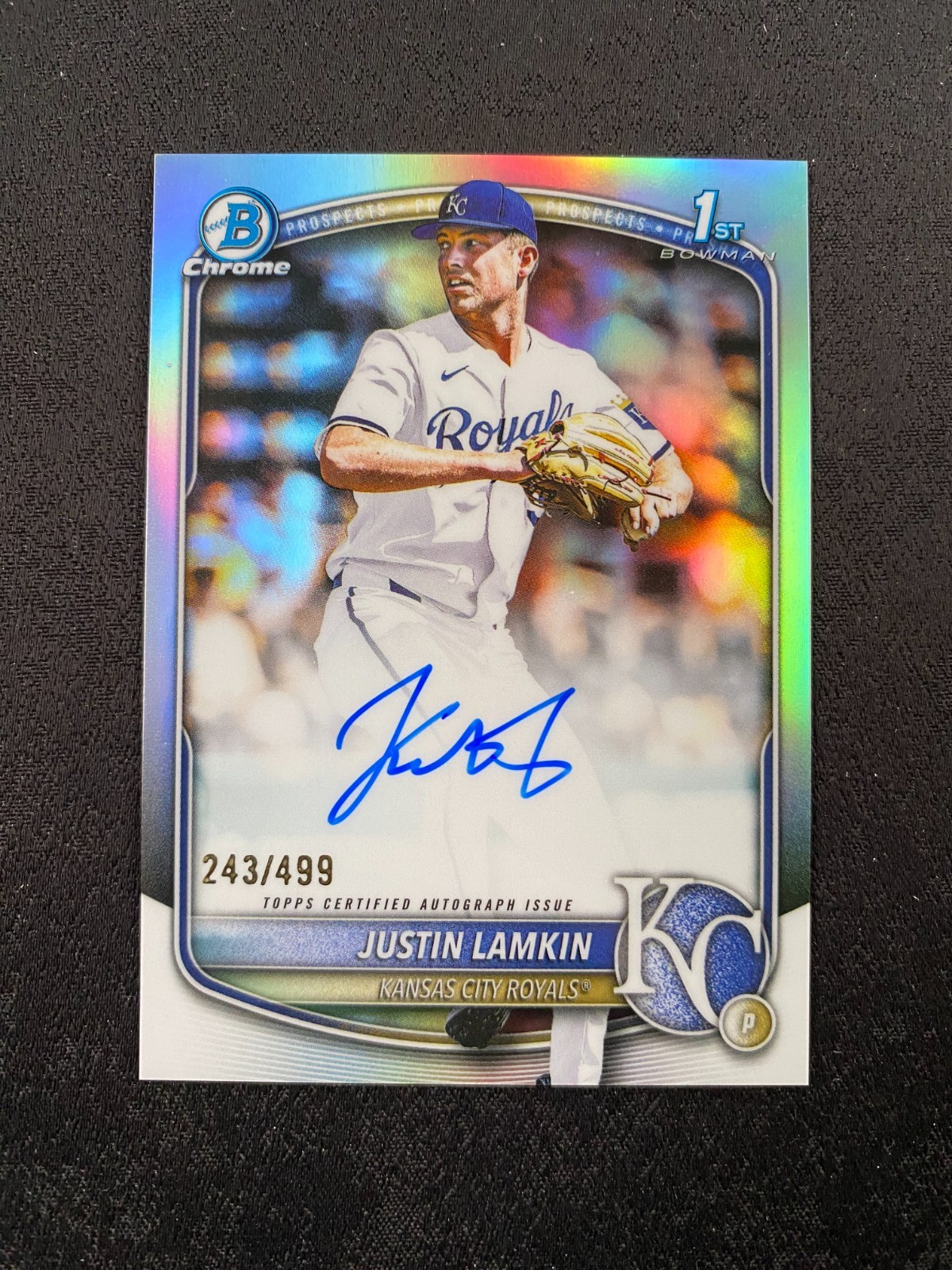 2025 Bowman Draft Chrome 1st Justin Lamkin Refractor Auto /499- Royals D538