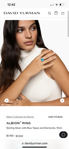David Yurman Albion Blue Topaz 7Carat, Pavé diamonds, Sterling Silver, Pre-owned - 第 13/16 張圖片