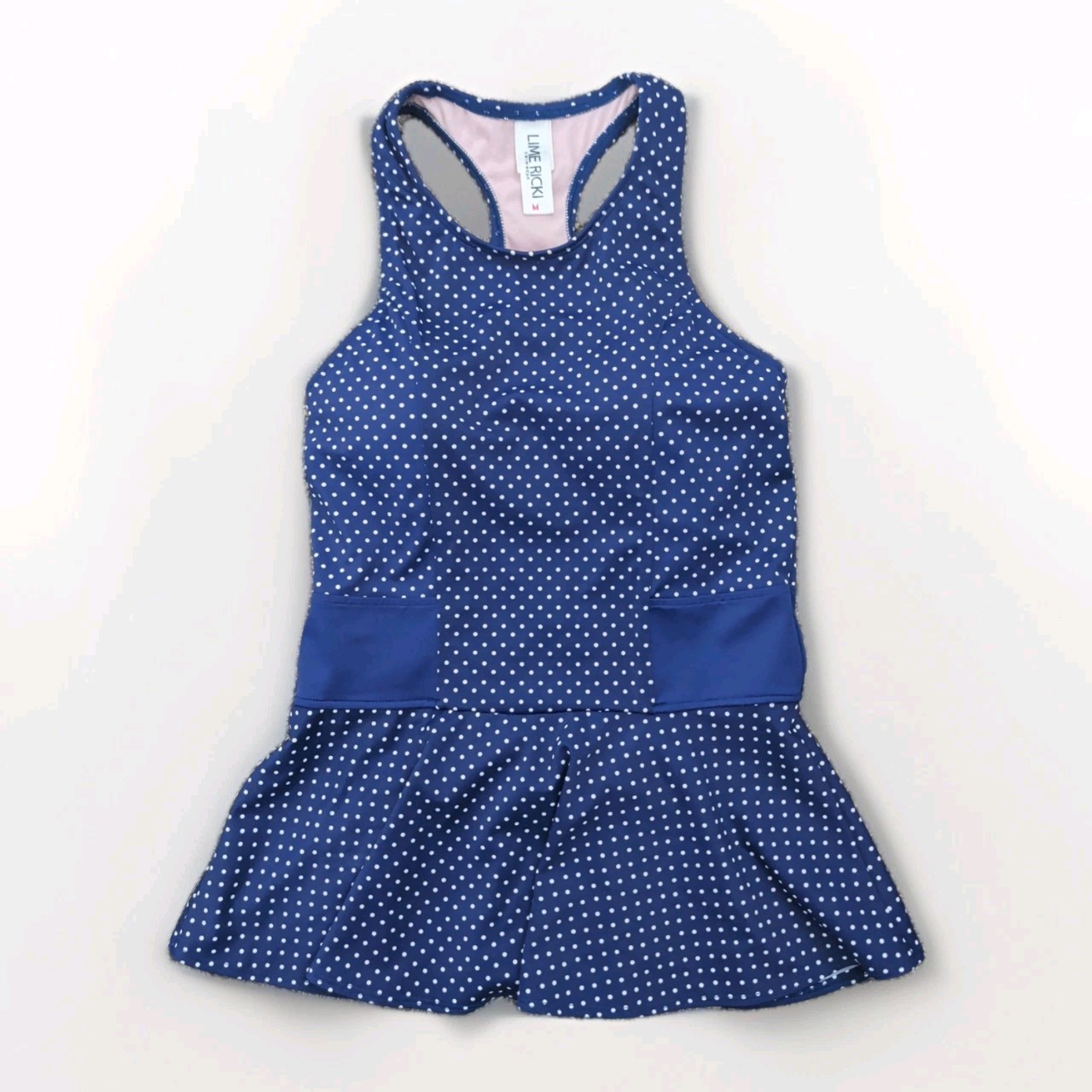 Lime Ricki Color Block Peplum Blue Polka Dot Tankini  top Medium