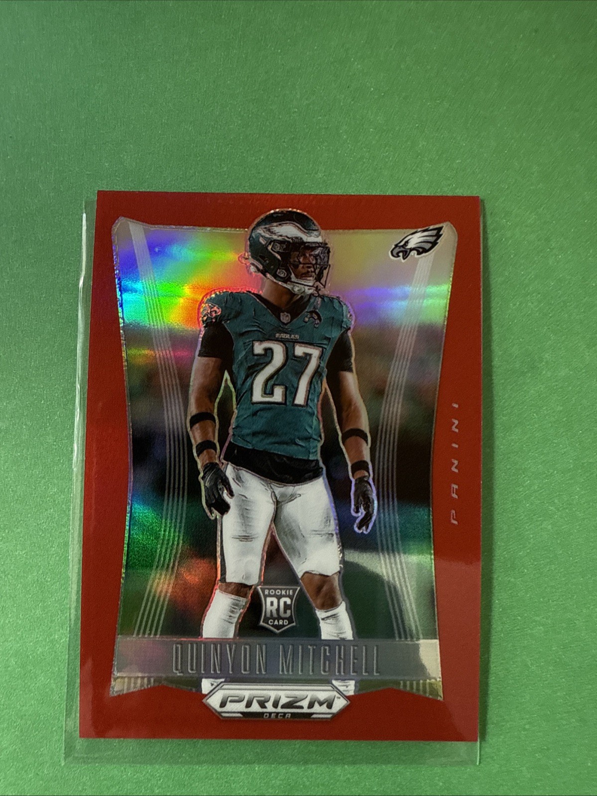2024 Prizm Deca Quinyon Mitchell Red Prizms – /199 RC Rookie Eagles