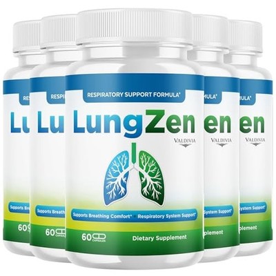 LungZen Lung Respiratory Support Supplement Capsules Breathing 5 Pack 300Ct