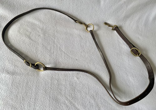 Top QUALITY Adjustable Western Martingale Training Fork~BROWN Leather~BRASS Hard