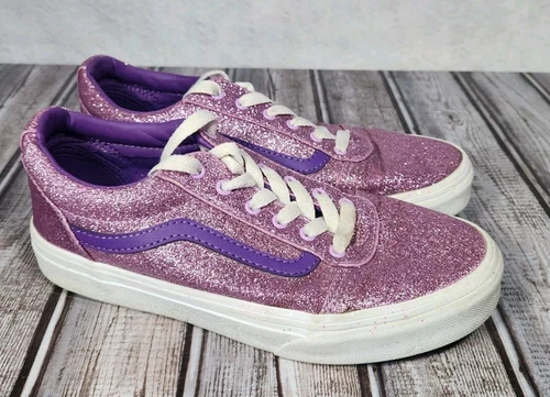 Vans Off The Wall Viola Scintillante Glitter Lacci Bambina Taglia 3
