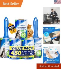 Effortless Pet Hair Removal: 5 Pack Extra Sticky Lint Roller Set - 450 Sheets