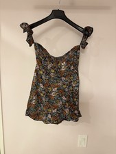 Nasty Gal mini skort dress floral off shoulder size 4 S ruffle vacation beach