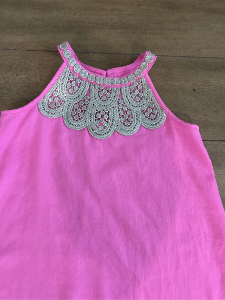 Vestido Lilly Pulitzer Niña Mini Perla Cambio Talla 5 Prosecco Oro Rosa Detalles Foto 2 de 4