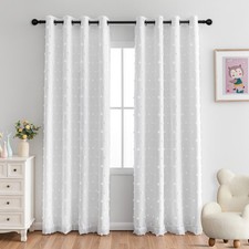 100 White Blackout Curtains for Living Room Bedroom 84 Inches Long Total Lig...