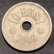 1906-J Romania 10 Bani Copper-Nickel Coin - VF (Very Fine) condition