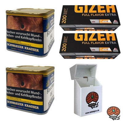 Unitas Schwarzer Krauser Zware Shag Tabak 2x 75g, Gizeh Full Flavor Extra Hül