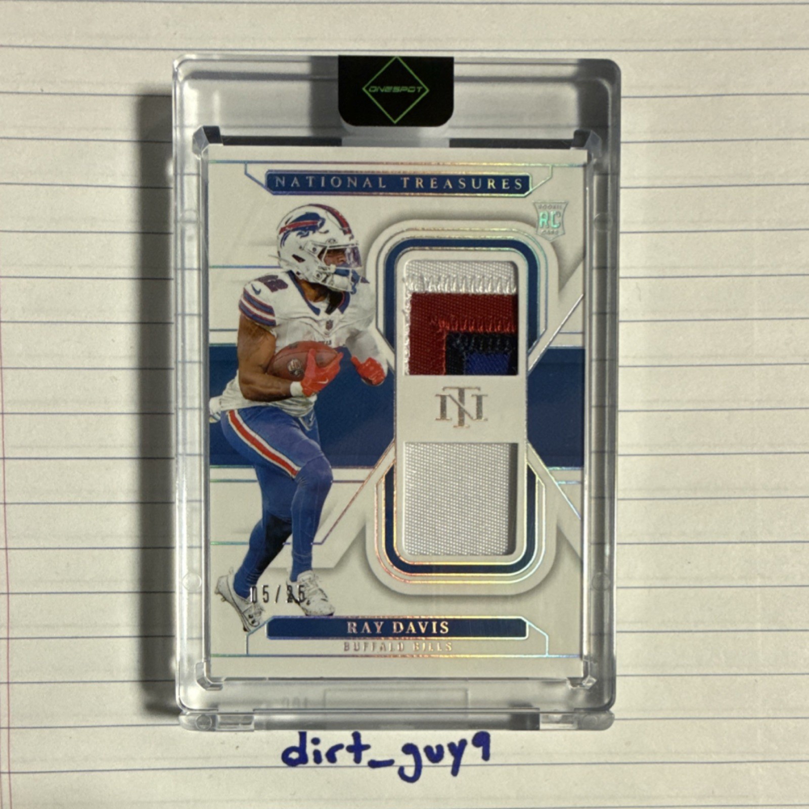 Ray Davis Panini National Treasures Rookie Dual Materials #RDS Jersey Number Red