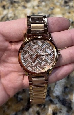 Michael Kors Rose Gold Watch Womens Crystal Lined Hartman  display picture 1