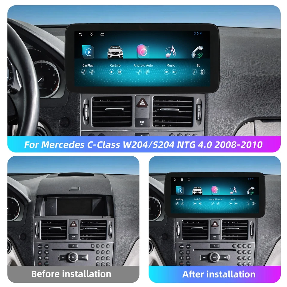 Apple Carplay estéreo de coche de 10,25" para Mercedes Benz Clase C W204 2008-2010 NTG4,0 Foto 4 de 4