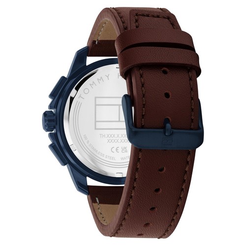 Tommy Hilfiger Brown Leather Navy Dial Multi-function Men's Watch - Picture 8 of 9