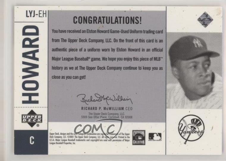 2001 Legends of New York Yankees Legendary Game-Worn Jersey Relic Elston Howard view 2