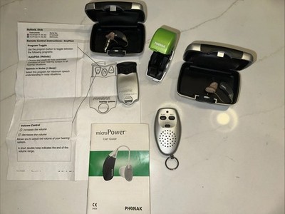 Phonak MicroPower IX 300 DSZ  (L+R) Pair  Hearing Aids + Key Pilot & Case