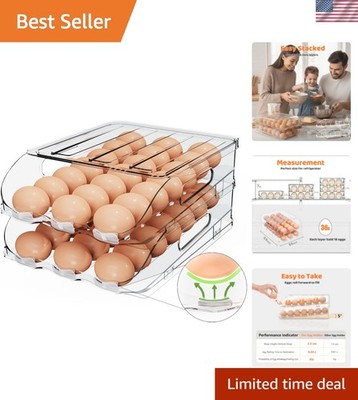 Egg Holder for Fridge, Automatic Steady Rolling Egg Dispenser with Silicone B...