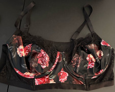 Torrid Curves Bra Womens Plus Sz 2X Black Pink Floral Lace