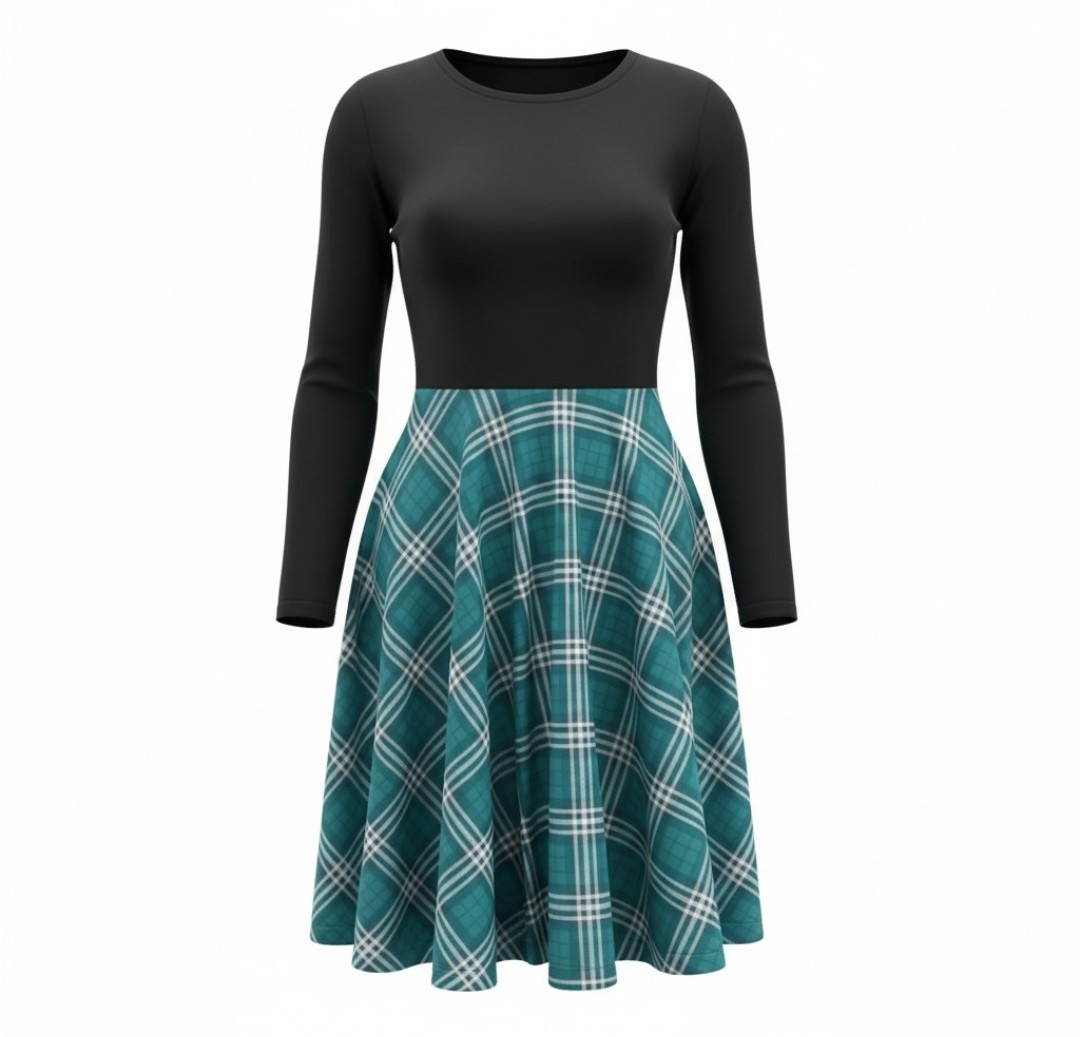 Black and Blue/Green Plaid Kids Dress EUC Size 6/7