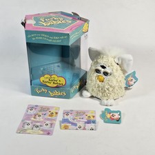 Vintage Furby Babies White Curly Lamb Fur Electronic Interactive Toy 1999 Tiger