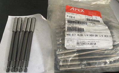 Apex Tool  M-490-6 Mag Bit Holder,1/4'', Hex Dr 1/4'' Hex 11 - 5 Pack - NEW