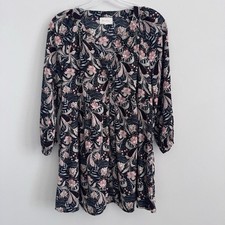 Melloday Womens M Floral Button Front Dress Long Sleeve Boho