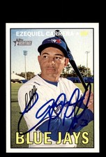 Signed Baseball Card Auto 2016 Topps Heritage #530 Ezequiel Carrera Blue Jays